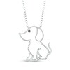 Thumbnail Image 1 of Black & White Diamond Puppy Silhouette Necklace 1/10 ct tw 10K White Gold 18"