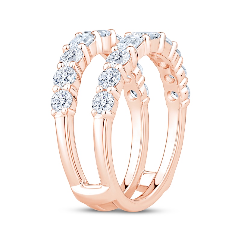 Main Image 2 of Now + Forever Lab-Grown Diamonds Emerald & Round-Cut Enhancer Ring 2 ct tw 14K Rose Gold