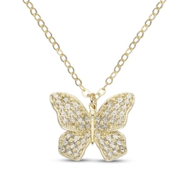 Italian Brilliance Butterfly Necklace 14K Two-Tone Gold 18"