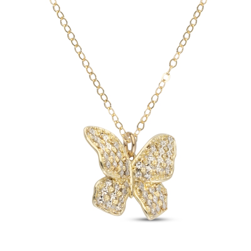 Main Image 2 of Italian Brilliance Butterfly Necklace 14K Two-Tone Gold 18"