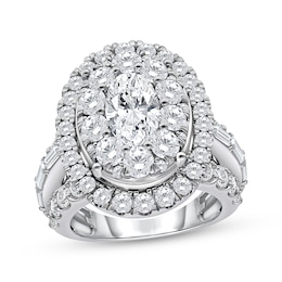 Oval-Cut Lab-Grown Diamond Double Halo Engagement Ring 5 ct tw 14K White Gold (F/VS2)