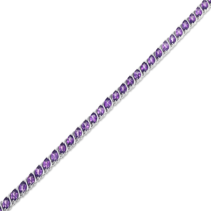 Main Image 2 of Marquise-Cut Amethyst Tennis Necklace Sterling Silver 18"