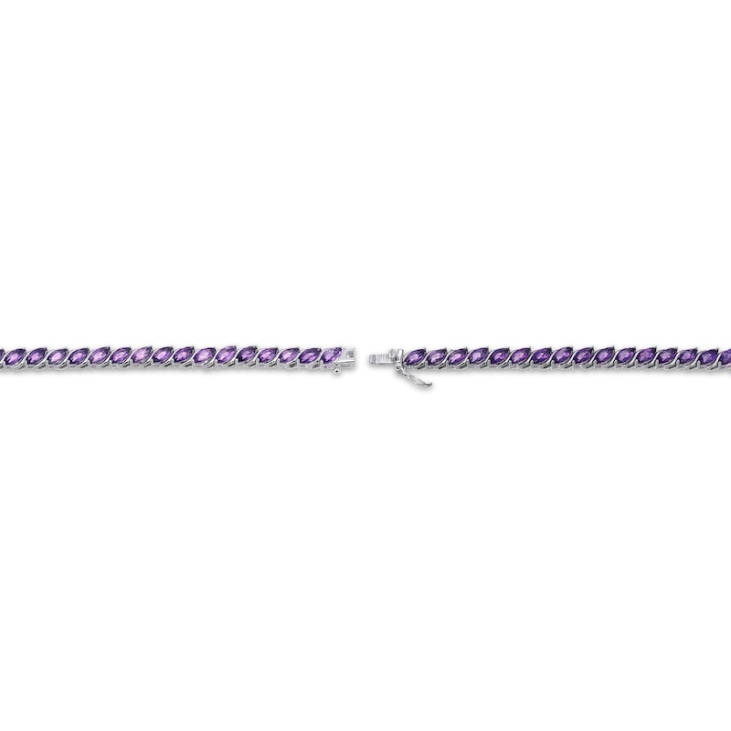 Main Image 3 of Marquise-Cut Amethyst Tennis Necklace Sterling Silver 18"