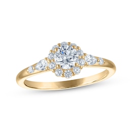 Now + Forever Round-Cut Diamond Halo Engagement Ring 3/4 ct tw 14K Yellow Gold