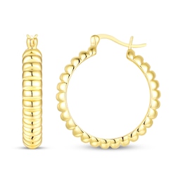 STUDIO BY KAY Ribbed Hoop Earrings 24K Yellow Gold Vermeil Sterling Silver