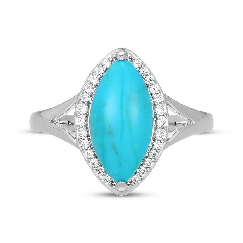 Main Image 3 of Marquise-Cut Turquoise & White Lab-Created Sapphire Ring Sterling Silver