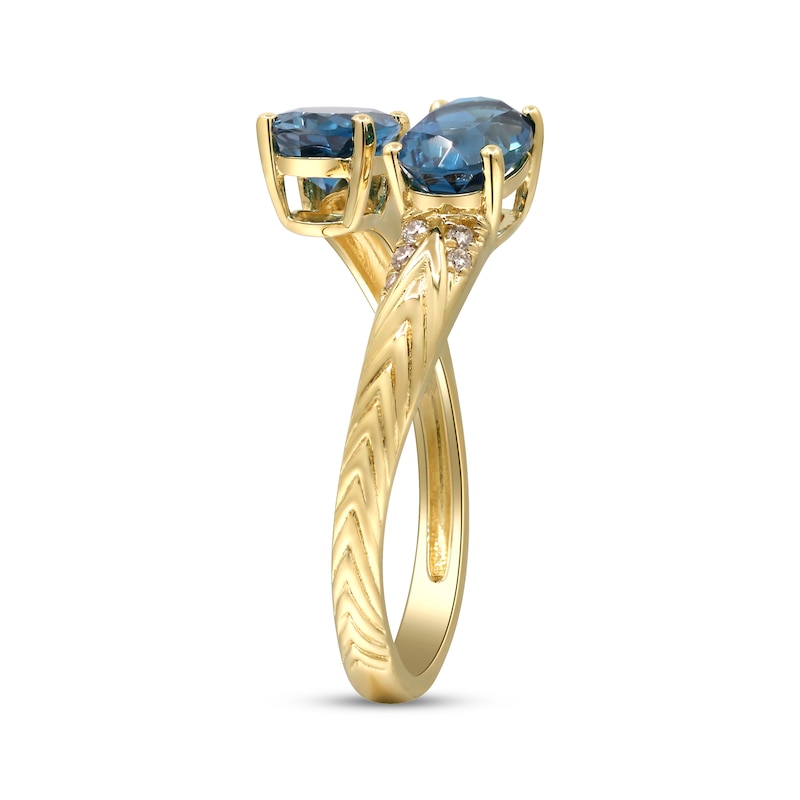 Main Image 2 of Oval-Cut London Blue Topaz & Diamond Deconstructed Ring 1/20 ct tw 10K Yellow Gold