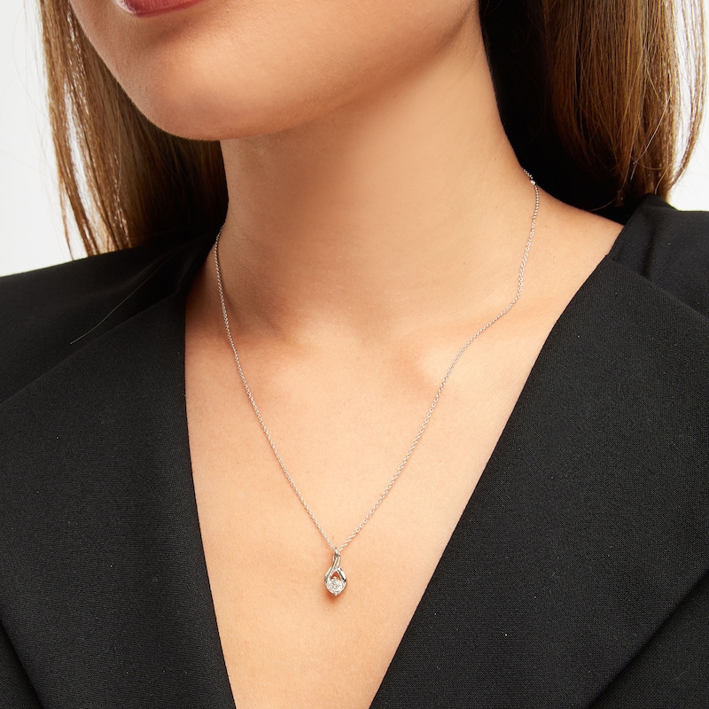 Main Image 5 of THE LEO Diamond Necklace 1/3 ct tw Round-cut 14K White Gold 19"