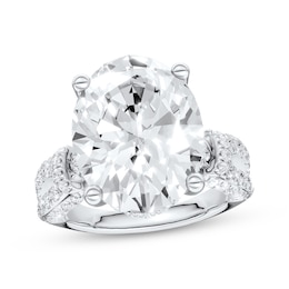 Now + Forever Lab-Grown Diamonds Oval-Cut Hidden Halo Engagement Ring 9 ct tw 14K White Gold