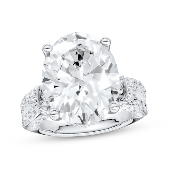 Now + Forever Lab-Grown Diamonds Oval-Cut Hidden Halo Engagement Ring 9 ct tw 14K White Gold