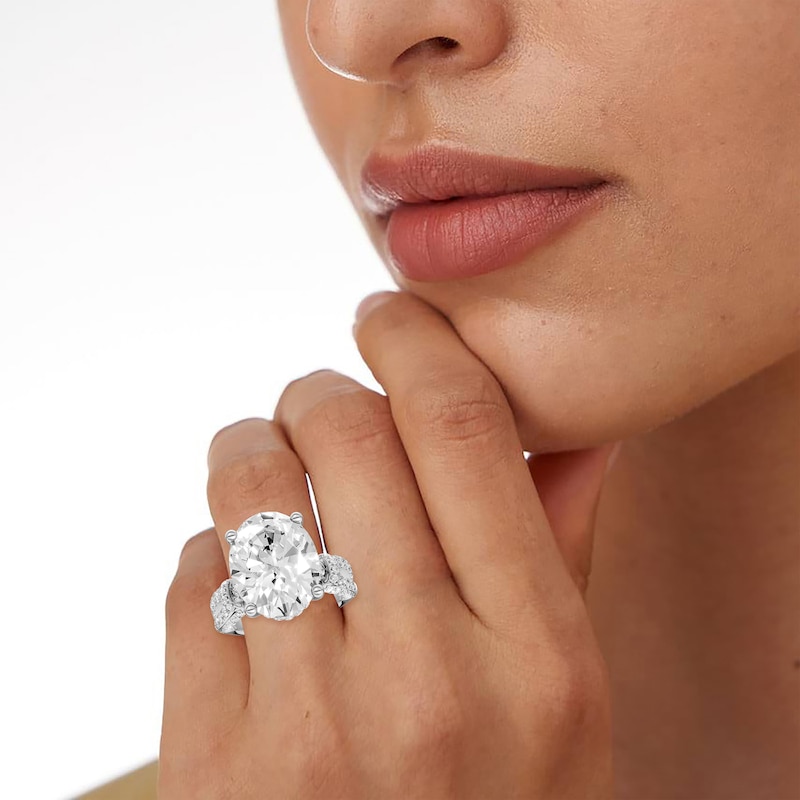 Main Image 5 of Now + Forever Lab-Grown Diamonds Oval-Cut Hidden Halo Engagement Ring 9 ct tw 14K White Gold