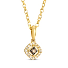 Le Vian Diamond Cushion Halo Necklace 1/10 ct tw 14K Honey Gold 19"