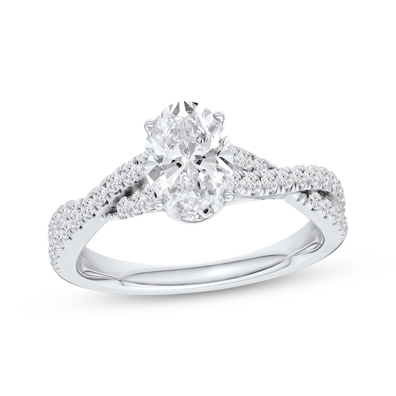 Certified Oval-Cut Diamond Engagement Ring 1-1/3 ct tw Platinum
