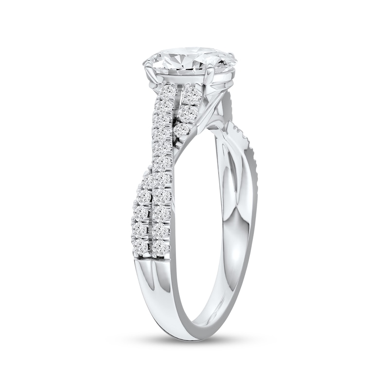 Main Image 2 of Certified Oval-Cut Diamond Engagement Ring 1-1/3 ct tw Platinum