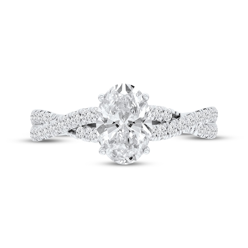 Main Image 4 of Certified Oval-Cut Diamond Engagement Ring 1-1/3 ct tw Platinum