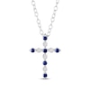 Thumbnail Image 1 of Blue & White Lab-Created Sapphire Cross Necklace Sterling Silver 18"