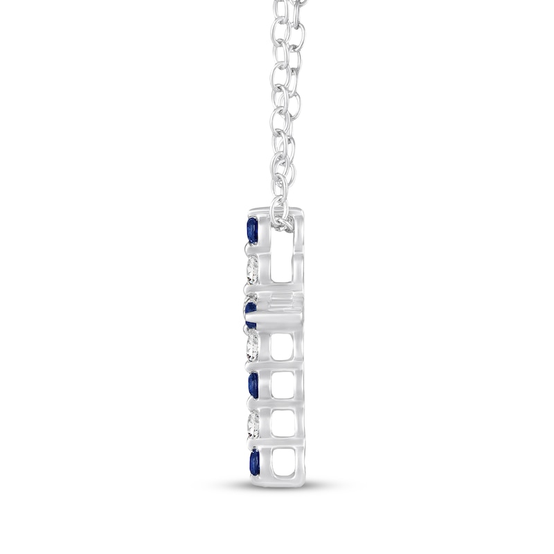 Main Image 2 of Blue & White Lab-Created Sapphire Cross Necklace Sterling Silver 18"