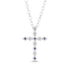 Thumbnail Image 3 of Blue & White Lab-Created Sapphire Cross Necklace Sterling Silver 18"