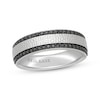 Thumbnail Image 1 of Neil Lane Men's Black Diamond Two-Row Hammered Wedding Band 1/3 ct tw 14K White Gold