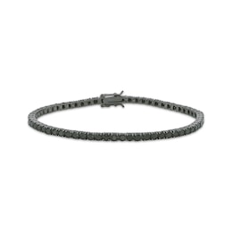 Men's Black Spinel Line Bracelet 3mm Black Ion-Plated Sterling Silver 8"