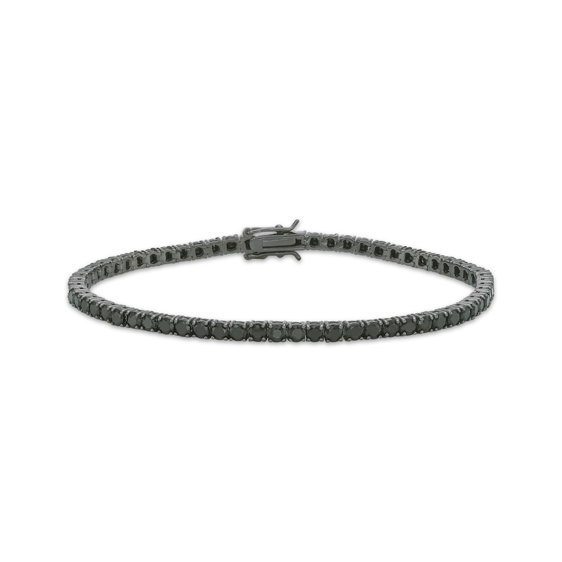 Main Image 1 of Men's Black Spinel Line Bracelet 3mm Black Ion-Plated Sterling Silver 8"