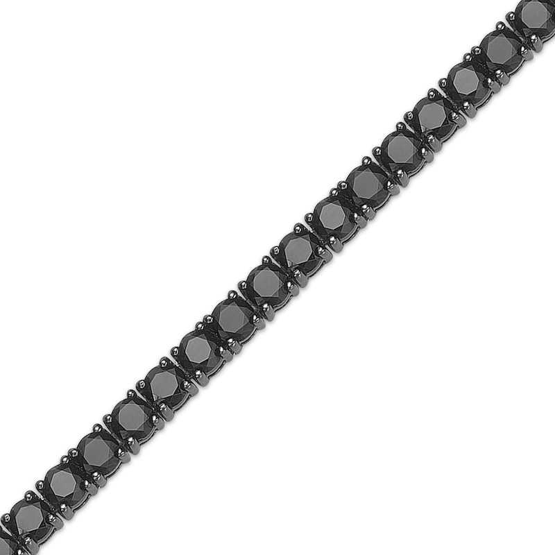Main Image 2 of Men's Black Spinel Line Bracelet 3mm Black Ion-Plated Sterling Silver 8"