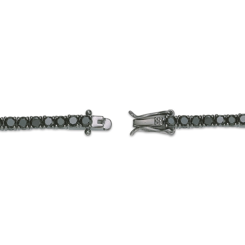 Main Image 3 of Men's Black Spinel Line Bracelet 3mm Black Ion-Plated Sterling Silver 8"