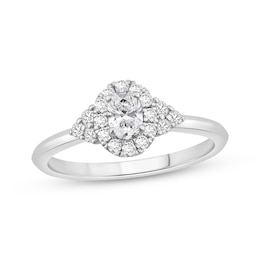 Lab-Grown Diamonds Oval-Cut Halo Engagement Ring 1/2 ct tw 10K White Gold