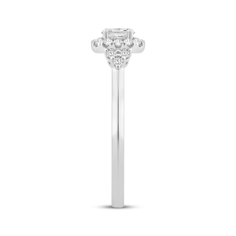Main Image 2 of Lab-Grown Diamonds Oval-Cut Halo Engagement Ring 1/2 ct tw 10K White Gold