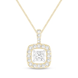 Unstoppable Love Princess-Cut Lab-Grown Diamond Necklace 1 ct tw 10K Yellow Gold 19"