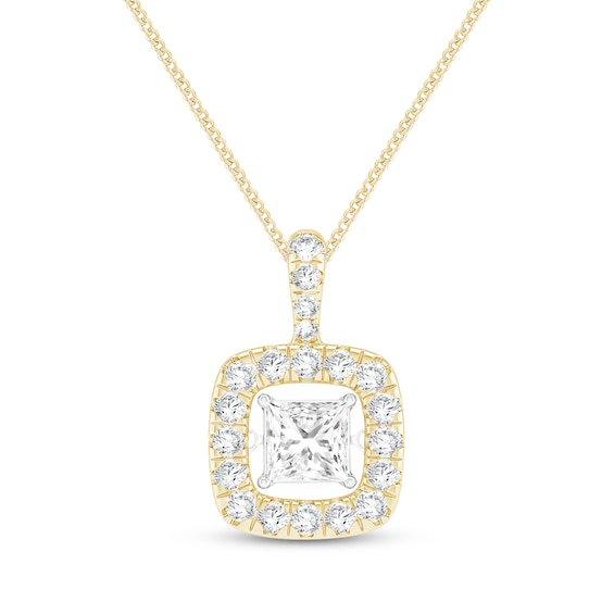 Unstoppable Love Princess-Cut Lab-Grown Diamond Necklace 1 ct tw 10K Yellow Gold 19"