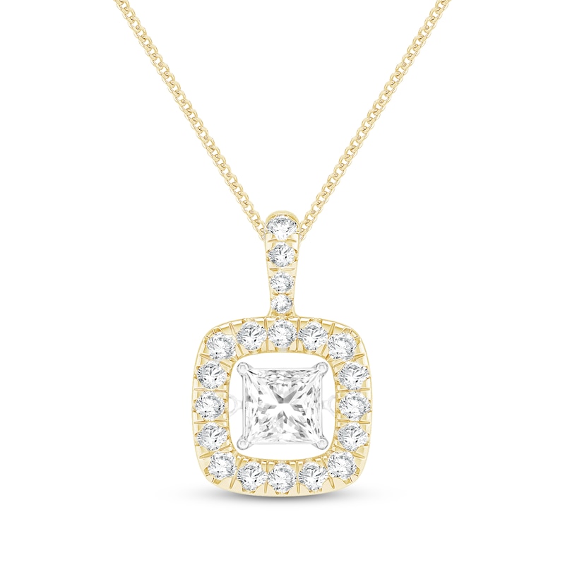 Main Image 1 of Unstoppable Love Princess-Cut Lab-Grown Diamond Necklace 1 ct tw 10K Yellow Gold 19"
