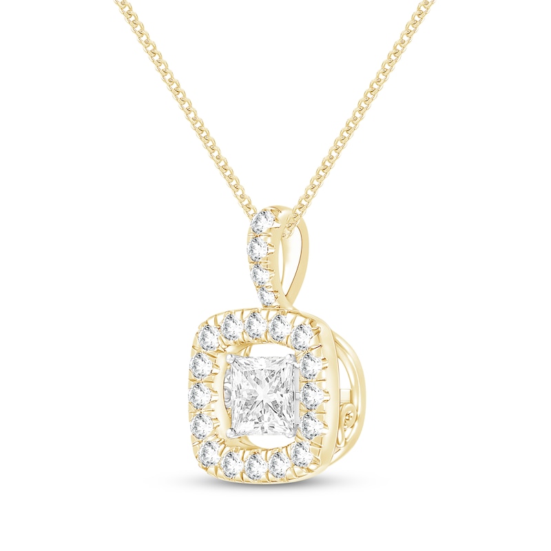Main Image 2 of Unstoppable Love Princess-Cut Lab-Grown Diamond Necklace 1 ct tw 10K Yellow Gold 19"