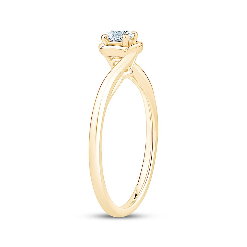 Main Image 2 of Now + Forever Round-Cut Diamond Swirl Frame Solitaire Engagement Ring 1/5 ct tw 10K Yellow Gold (I/I2)