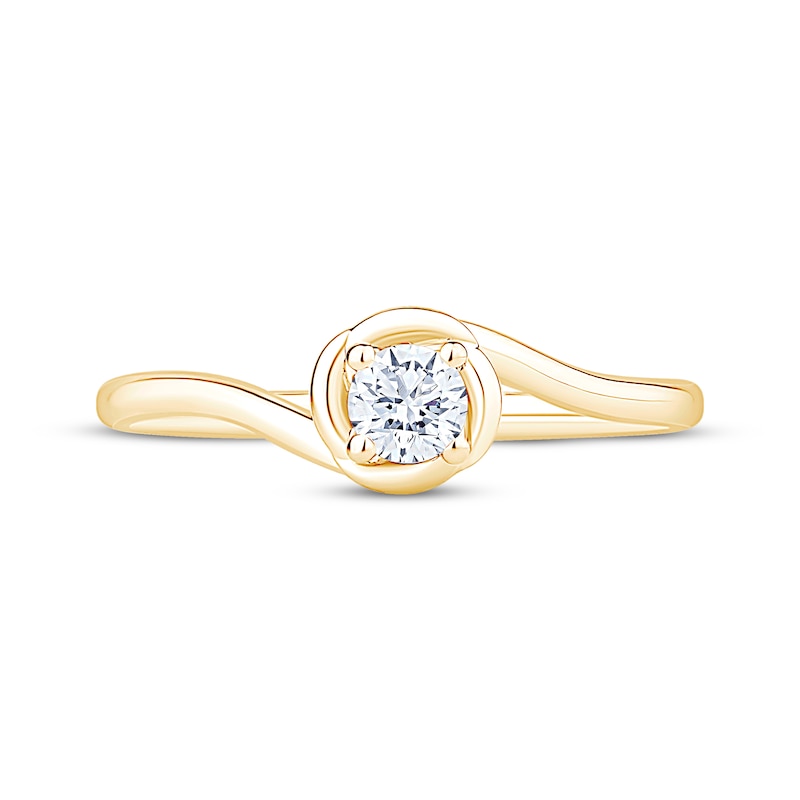 Main Image 3 of Now + Forever Round-Cut Diamond Swirl Frame Solitaire Engagement Ring 1/5 ct tw 10K Yellow Gold (I/I2)