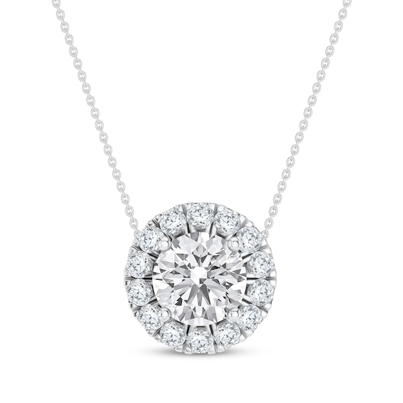 KAY Lab-Grown Diamonds Halo Necklace 1/2 ct tw 14K White Gold 18"