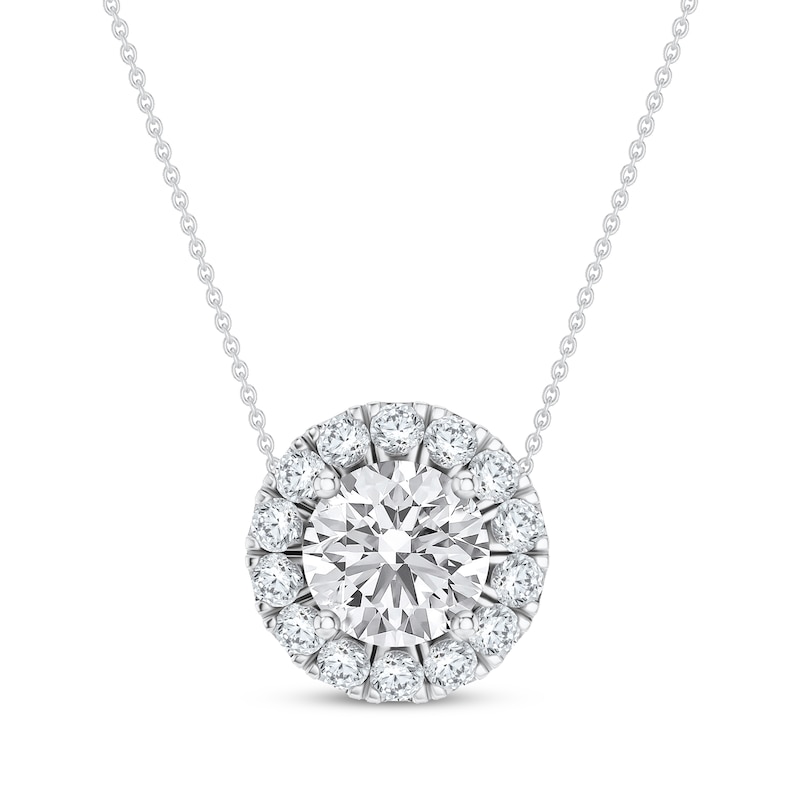 Main Image 1 of KAY Lab-Grown Diamonds Halo Necklace 1/2 ct tw 14K White Gold 18"