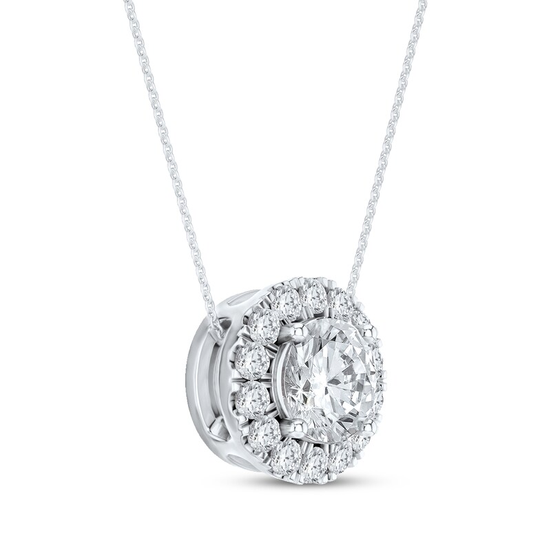 Main Image 2 of KAY Lab-Grown Diamonds Halo Necklace 1/2 ct tw 14K White Gold 18"