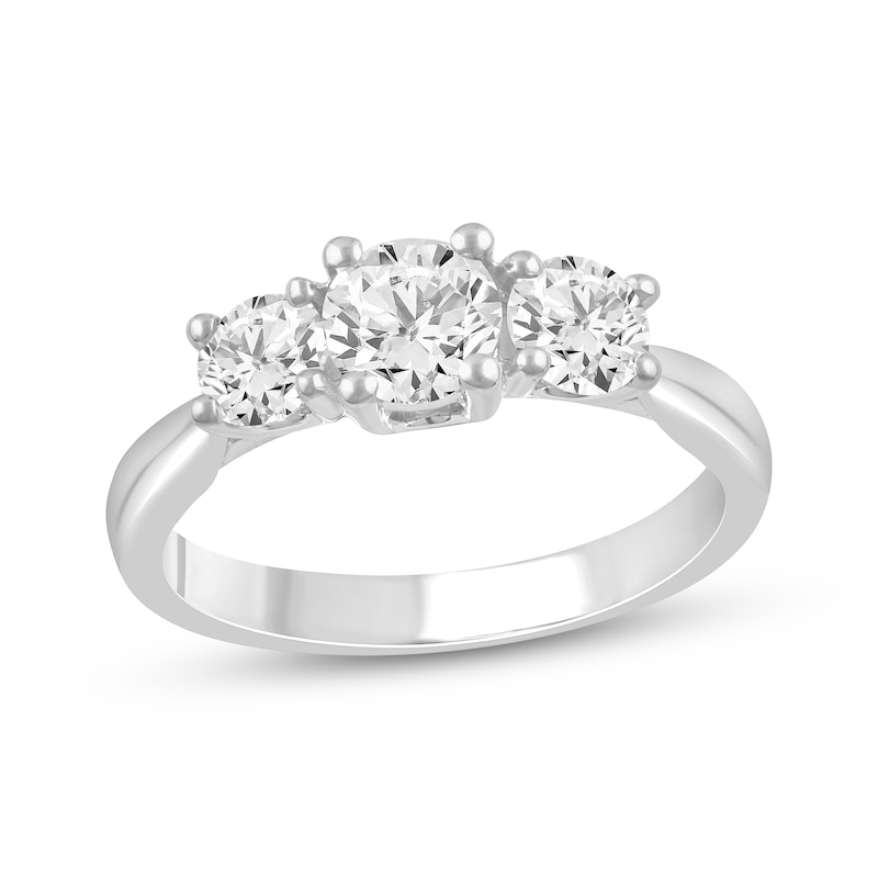 Main Image 1 of Memories Moments Magic Lab-Grown Diamond Three-Stone Engagement Ring 1 ct tw 14K White Gold