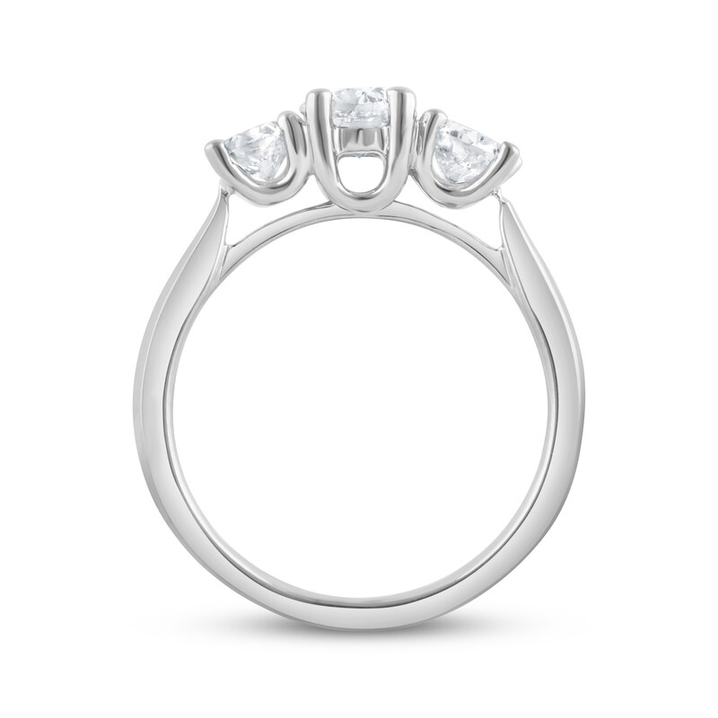 Main Image 2 of Memories Moments Magic Lab-Grown Diamond Three-Stone Engagement Ring 1 ct tw 14K White Gold