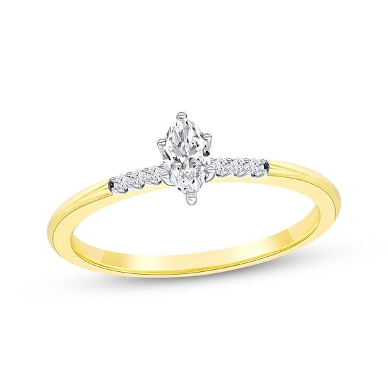 KAY Lab-Grown Diamond Marquise-Cut Promise Ring 1/6 ct tw 10K Yellow Gold