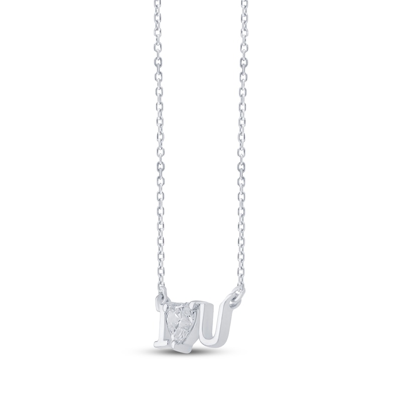 Main Image 2 of STUDIO BY KAY Heart-Shaped Lab-Grown Diamond "I Heart U" Necklace 1/4 ct tw Sterling Silver 18"