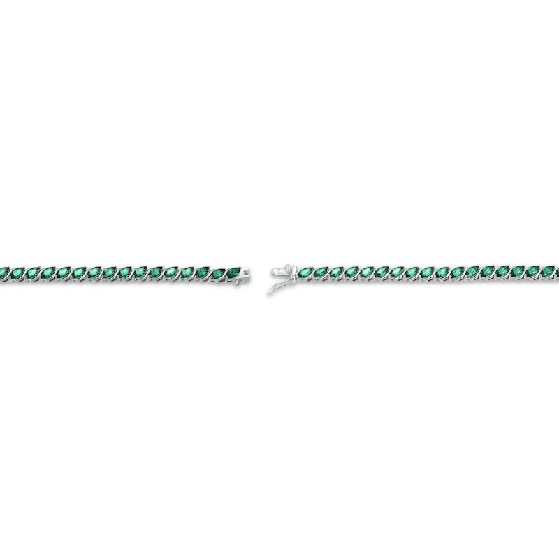 Main Image 4 of STUDIO BY KAY Marquise-Cut Lab-Created Emerald Tennis Necklace Sterling Silver 18"