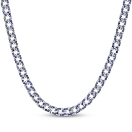 STUDIO BY KAY Blue Lab-Created Sapphire Curb Link Necklace Sterling Silver 18"