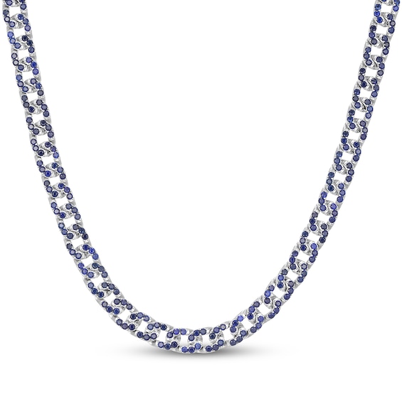STUDIO BY KAY Blue Lab-Created Sapphire Curb Link Necklace Sterling Silver 18"