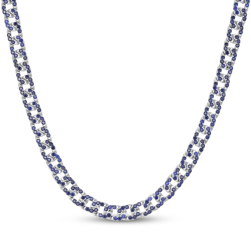 Main Image 1 of STUDIO BY KAY Blue Lab-Created Sapphire Curb Link Necklace Sterling Silver 18"