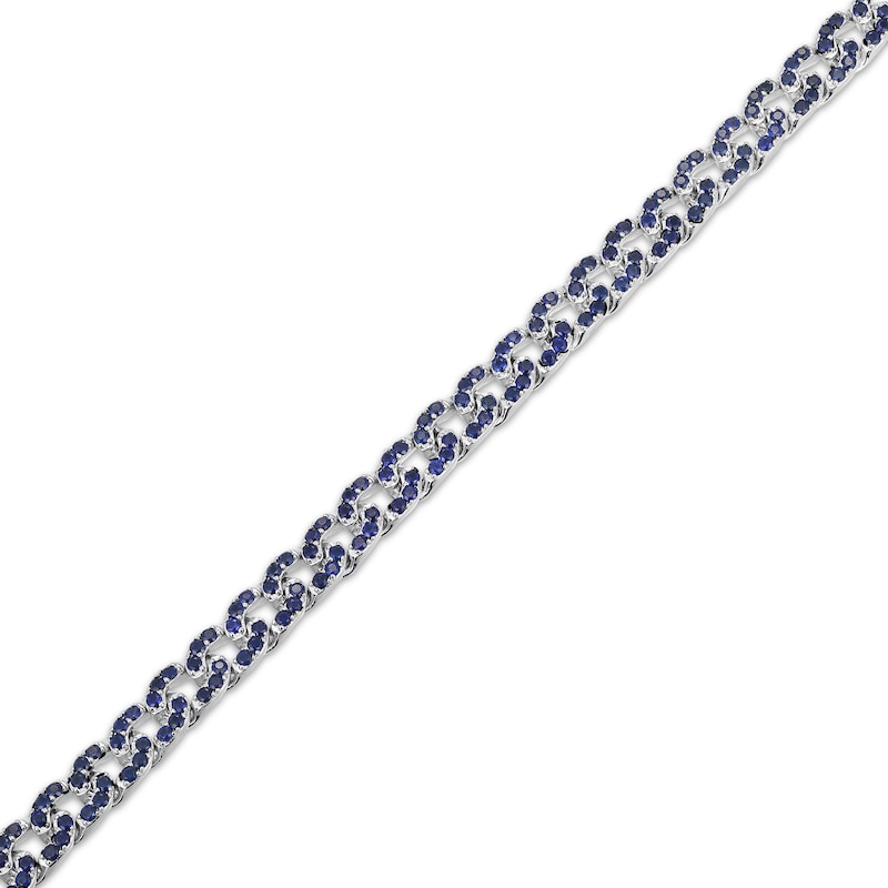 Main Image 3 of STUDIO BY KAY Blue Lab-Created Sapphire Curb Link Necklace Sterling Silver 18"