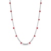 Thumbnail Image 1 of Square-Cut Lab-Created Ruby & White Lab-Created Sapphire Line Necklace Sterling Silver 18"