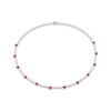 Thumbnail Image 2 of Square-Cut Lab-Created Ruby & White Lab-Created Sapphire Line Necklace Sterling Silver 18"