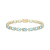 Thumbnail Image 1 of STUDIO BY KAY Bezel-Set Baguette-Cut Swiss Blue Topaz Bracelet 24K Yellow Gold Vermeil Sterling Silver 7.25"